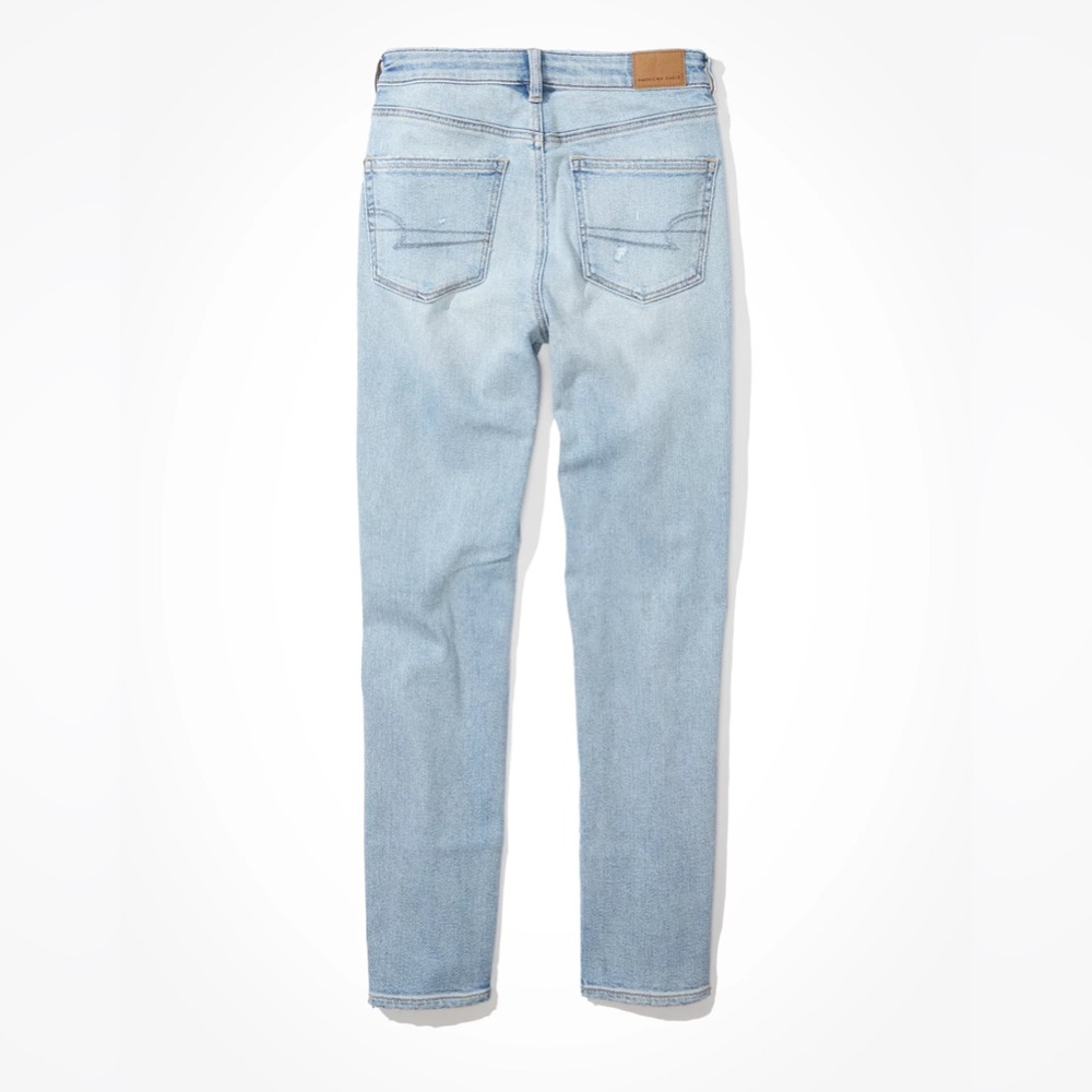 American Eagle Stretch Ripped High Rise Mom Jean in Emotional Blue Size 12 - Picture 4 of 14
